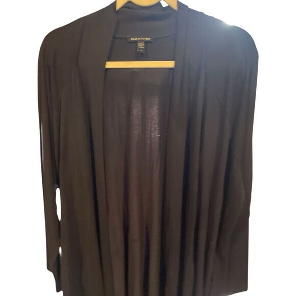 Eileen Fisher System  Plus Size Black Tencel Waterfall Cardigan Size 2X - Picture 2 of 5